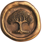 Bronze wax seal with a tree in leaf